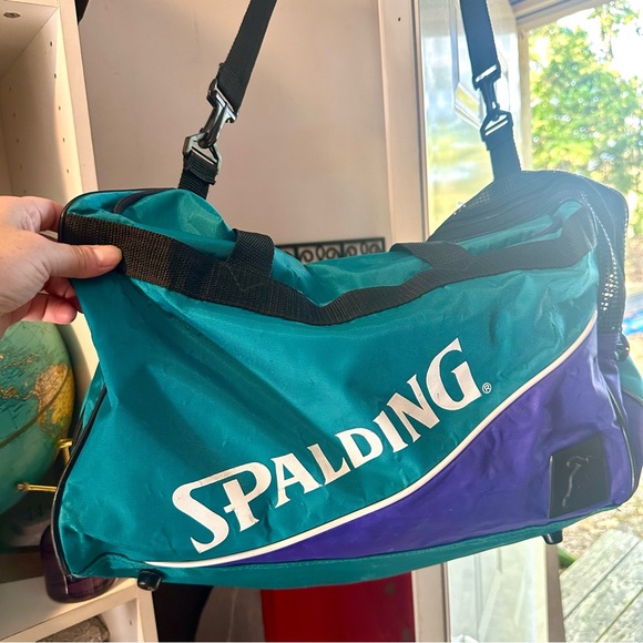 Women’s Men’s Vintage 90’s Teal Purple Spaulding Gym Bag Duffle Travel Luggage * - Picture 9 of 9
